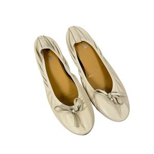 Noa A Made in Italy Genuine Leather Ballet Flats‎ Cream Bow Detail Shoes 40 9